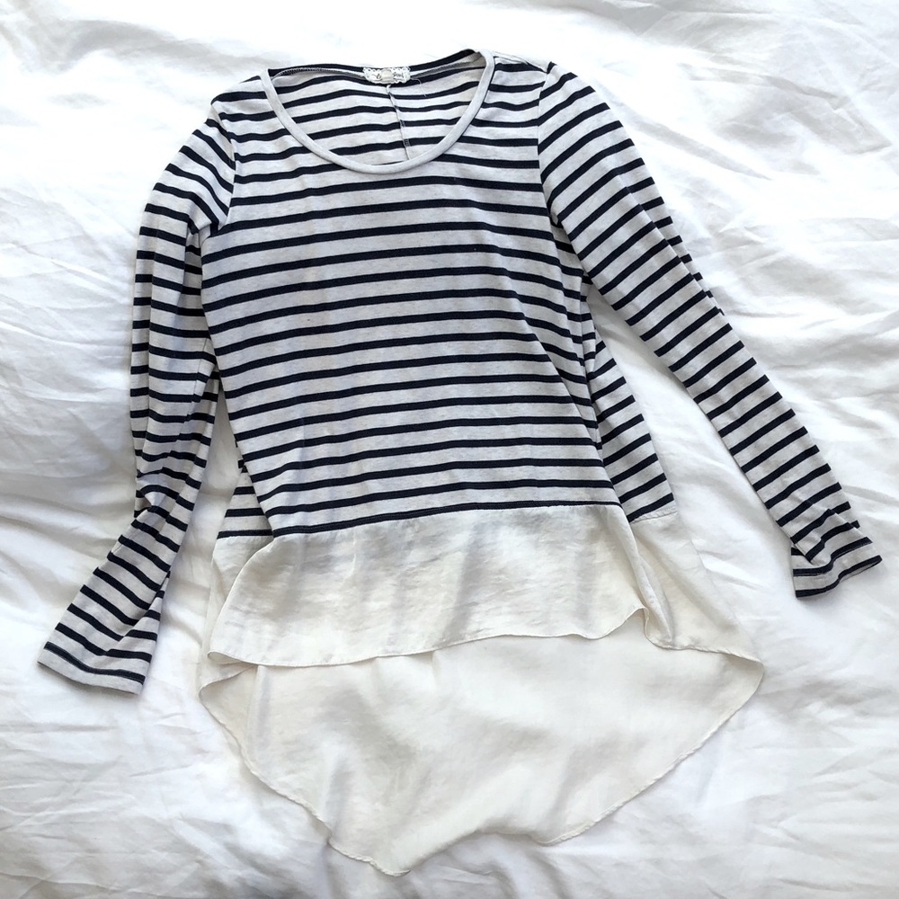 Blue & White Striped High Low Top